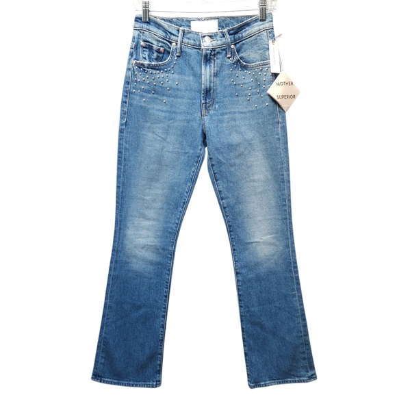 Mother Superior Studded The Insider Flood Jeans in Metal Magic - Picture 4 of 14